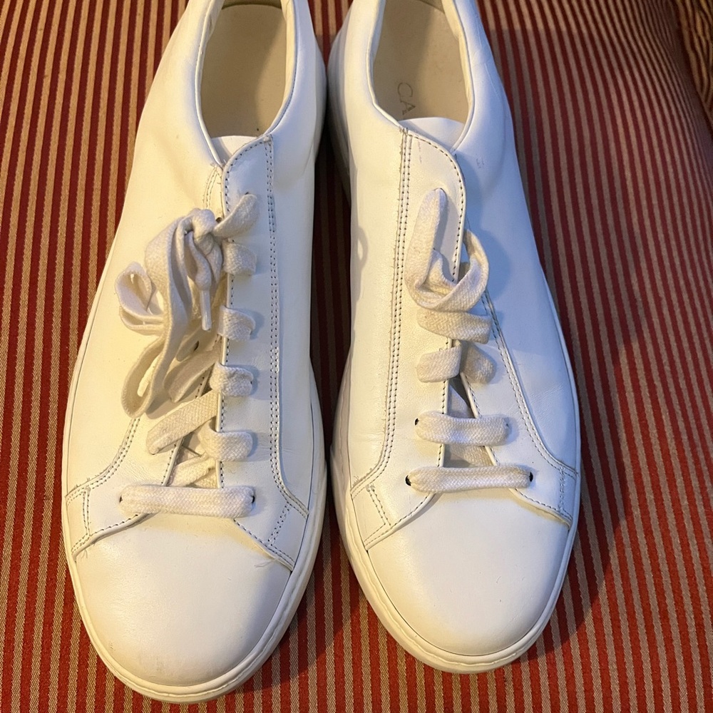 White Canali leather low top sneakers